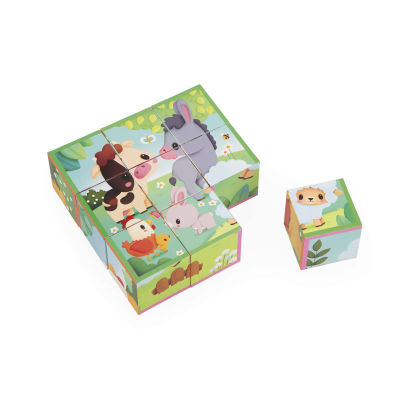 GRANJA - 9 CUBOS DE CARTÓN ANIMALES DE LA GRANJA – Janod