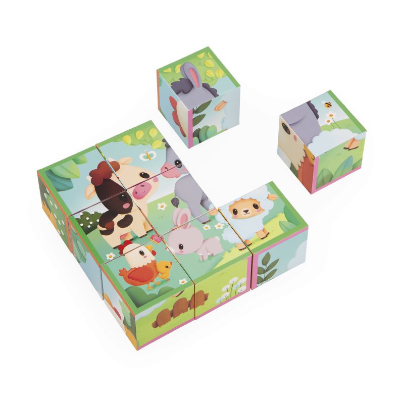 GRANJA - 9 CUBOS DE CARTÓN ANIMALES DE LA GRANJA – Janod
