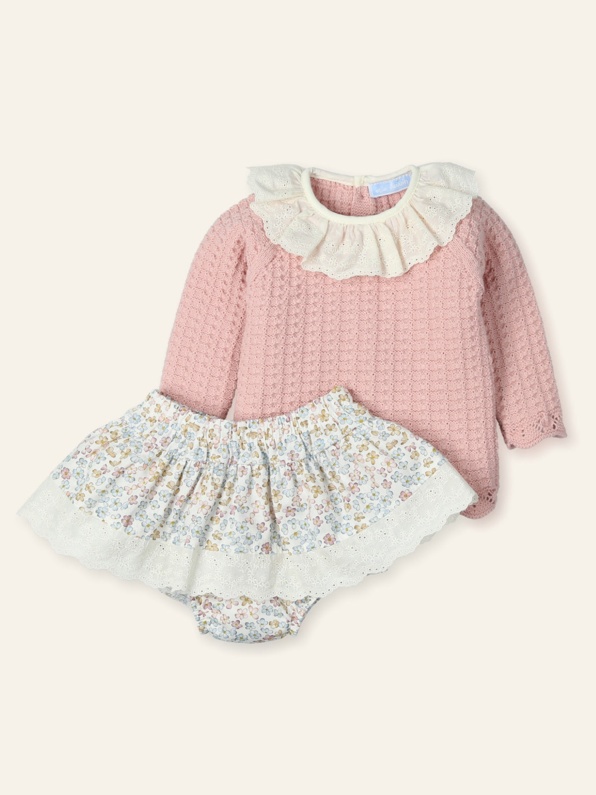 Jubon + Culotte falda con tira bordada "FLEUR VINTAGE" 9922
