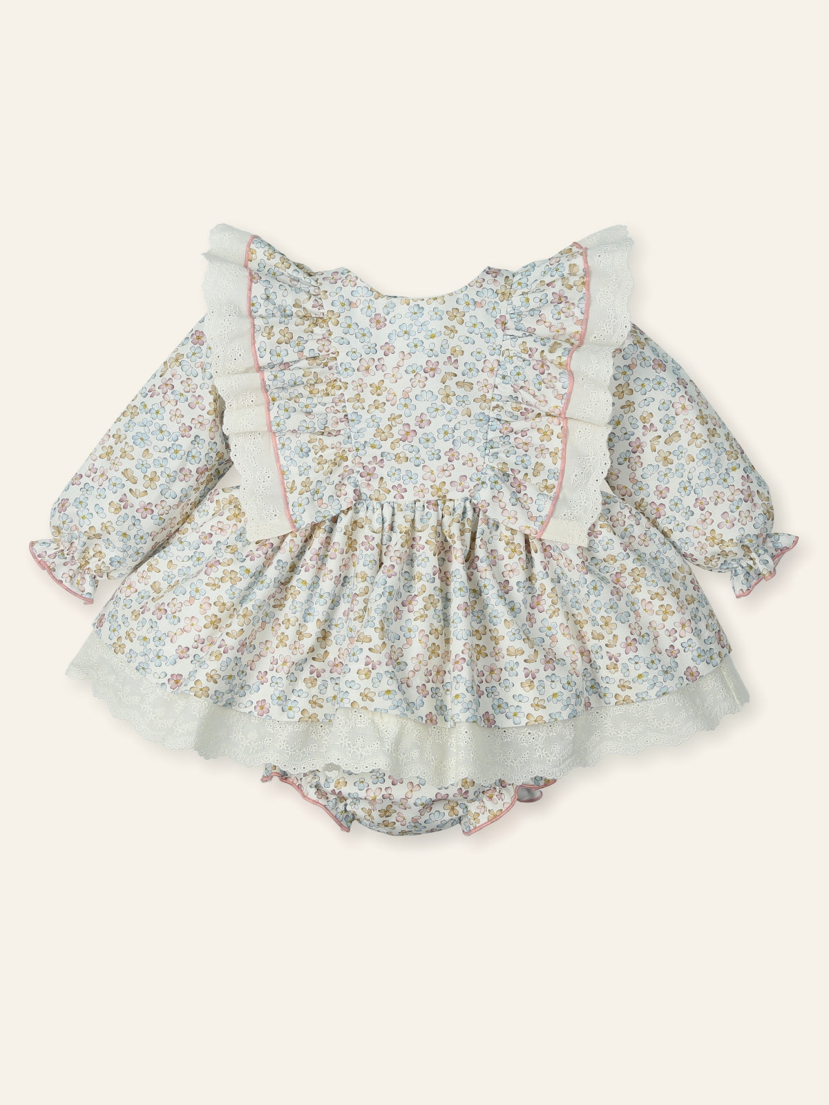 Jesusin + culotte florecitas y tira bordada "FLEUR VINTAGE" 9924